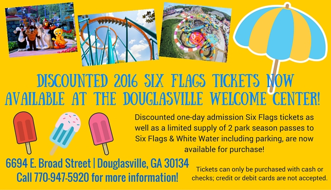 Discounted Six Flags Tickets on sale NOW at the Douglasville Welcome Center – Visit Douglasville